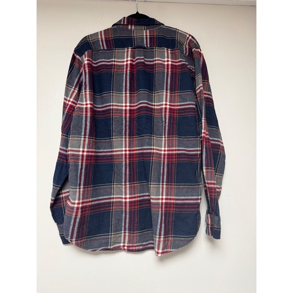 Woolrich Mens Flannel Shirt L Button Down Long Sleeve Plaid Blue Red Gray - Picture 6 of 7